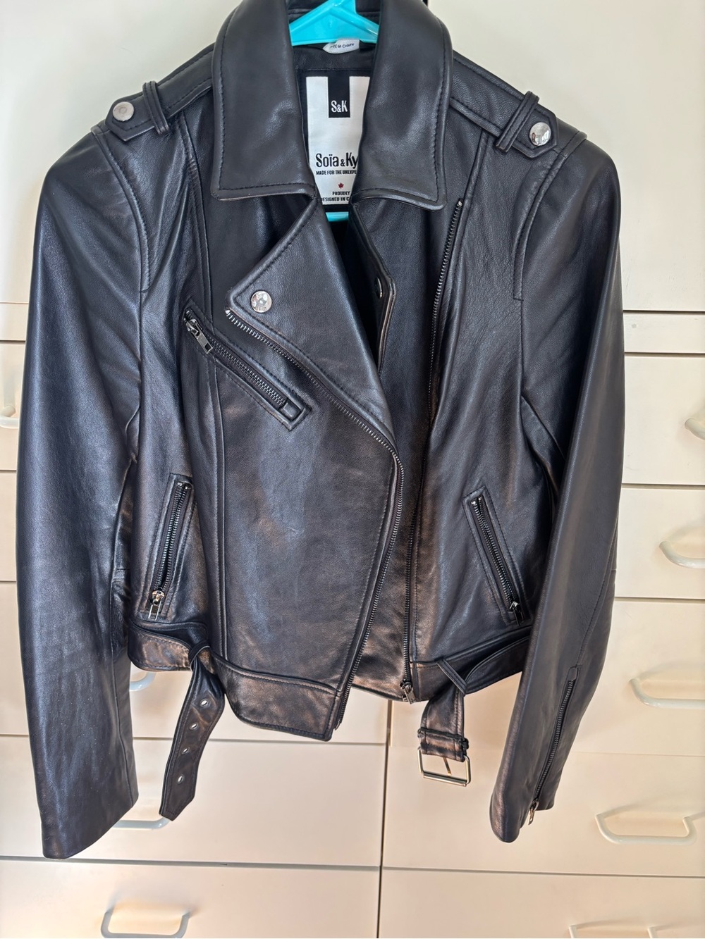 Soia & Kyo Black Leather Moto Jacket